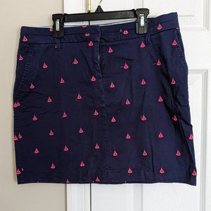 British Khaki Nautical Embroidered Pink Navy Sailboat Skirt Size 8